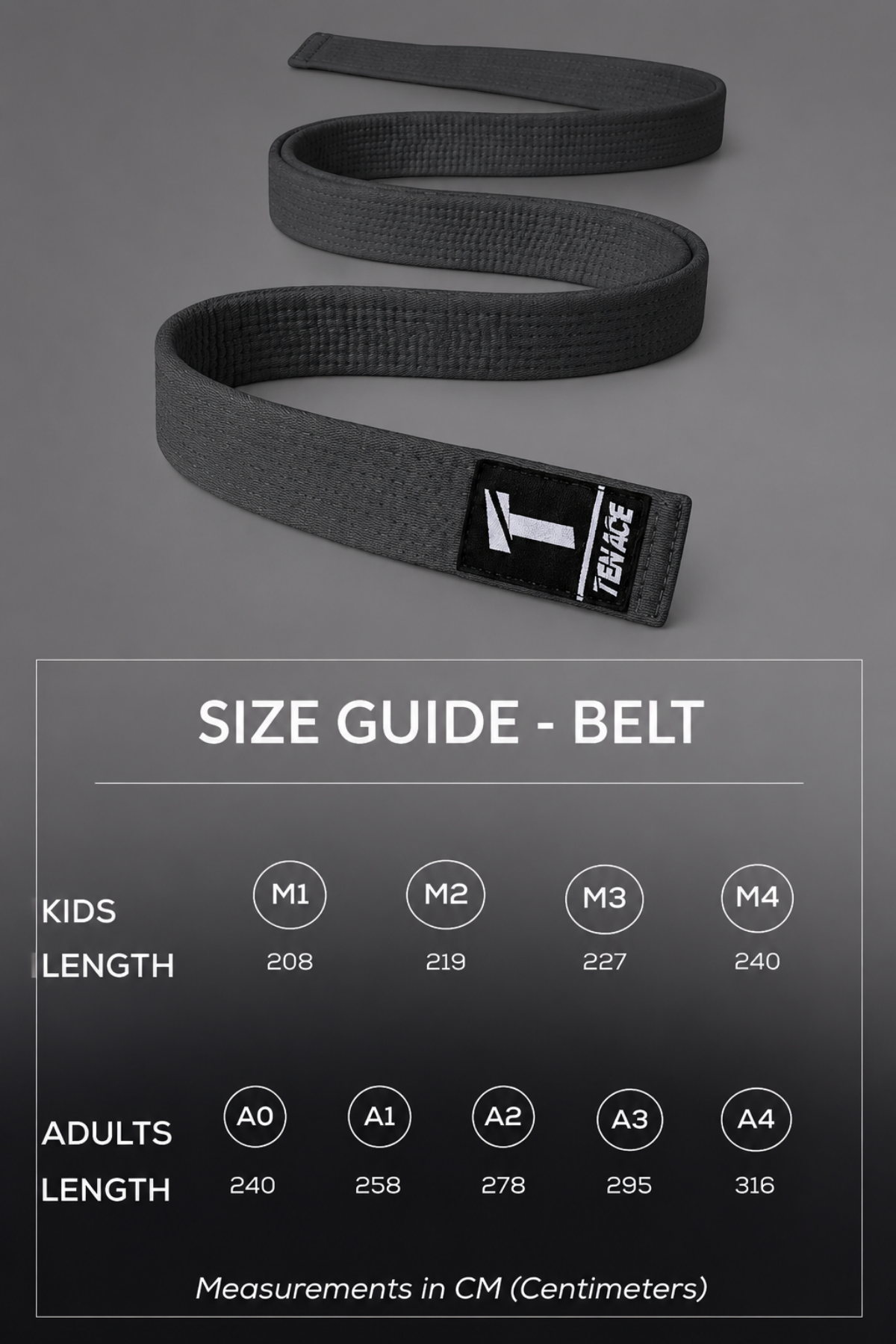 Ceinture Tenace BJJ pour enfant - Grise et Blanc
