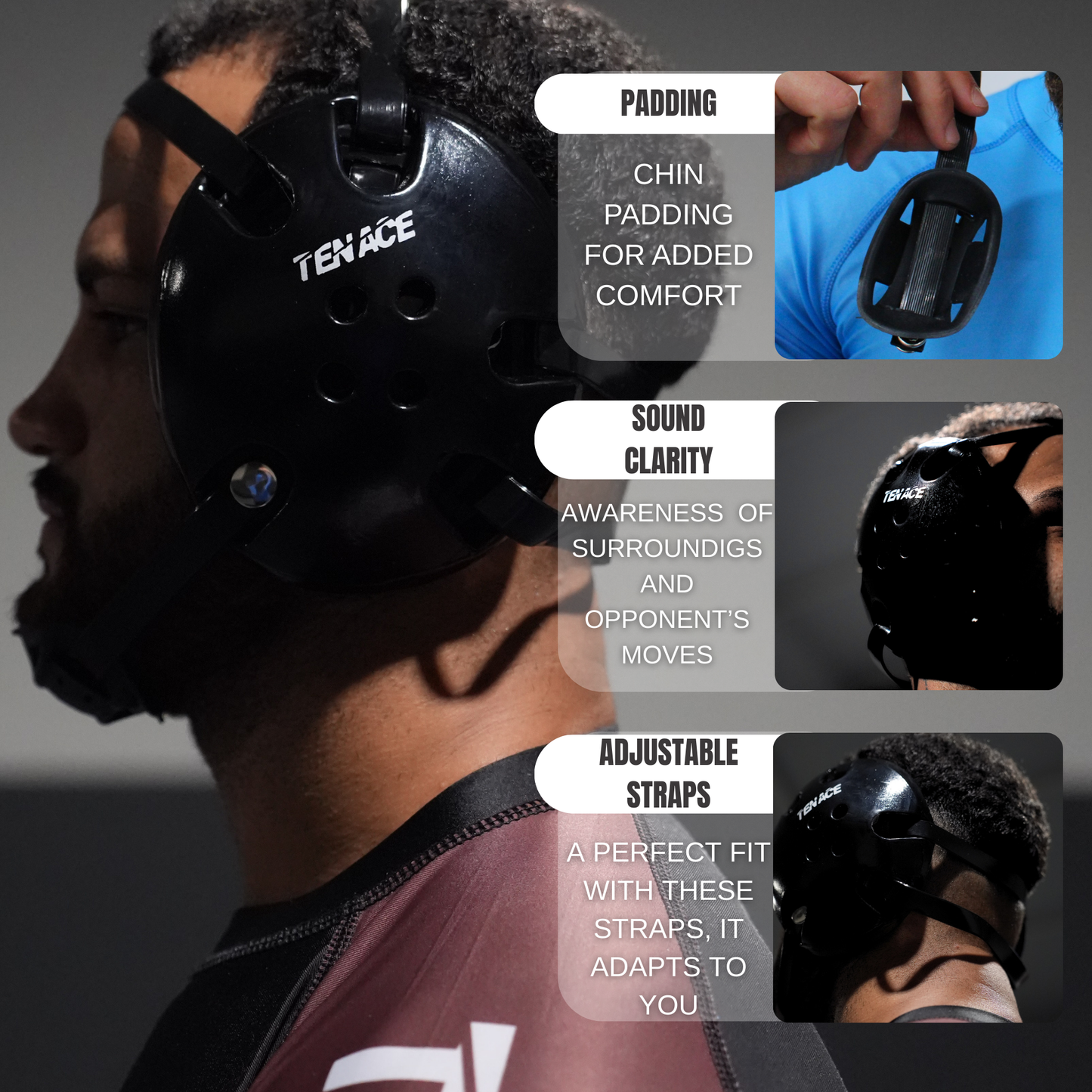 ELITE Orejeras - Lucha BJJ MMA Grappling - Negro