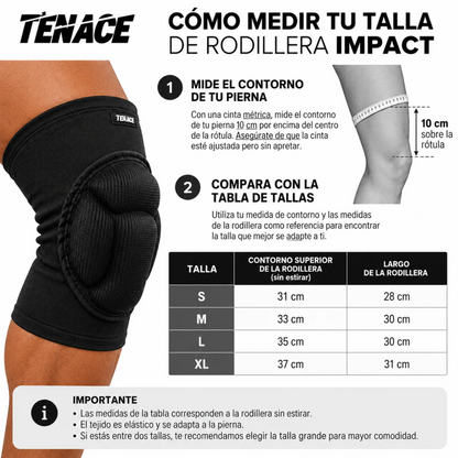 Tenace Rodillera Impact - Acolchadas Negras MMA, Lucha, Wrestling