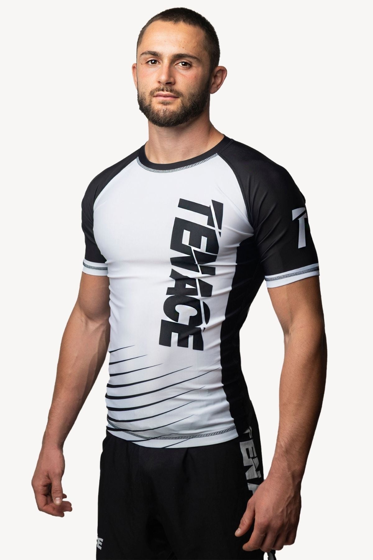 Tenace Rashguard Competicion NO-GI Rayas - BLANCO Manga Corta