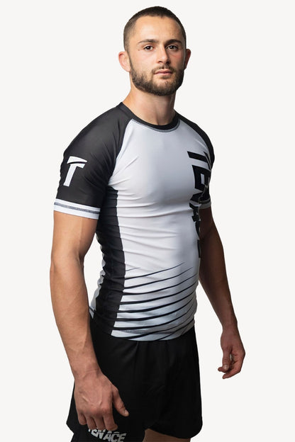 Tenace Rashguard Competicion NO-GI Rayas - BLANCO Manga Corta