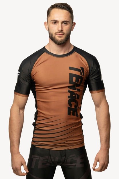 Tenace Rashguard Competicion NO-GI Rayas - MARRÓN Manga Corta