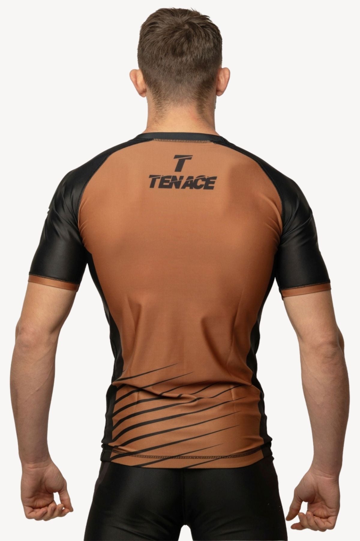 Tenace Rashguard Competicion NO-GI Rayas - MARRÓN Manga Corta