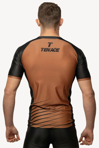 Tenace Rashguard Competicion NO-GI Rayas - MARRÓN Manga Corta